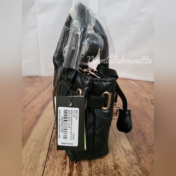 NWT $99 Badgley Mischka Mini Diamond Quilted Tote With Front Lock - Picture 11 of 15